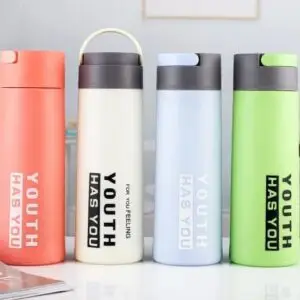 Glass Material Water Bottle with Plastic Cover Coated and Hanging Handle